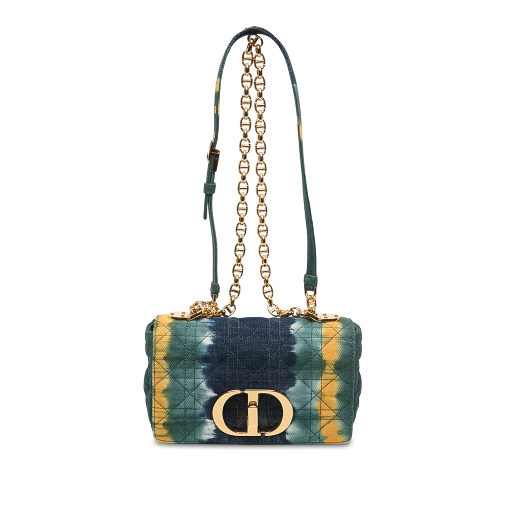 Pre-Loved Dior Small Denim Cannage Tie Dye Caro Bag